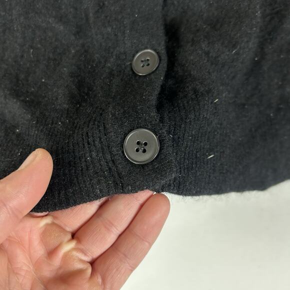 Charter Club Cashmere Cardigan Sweater V-neck Womens Large Black Casual FLAWED - Picture 4 of 9